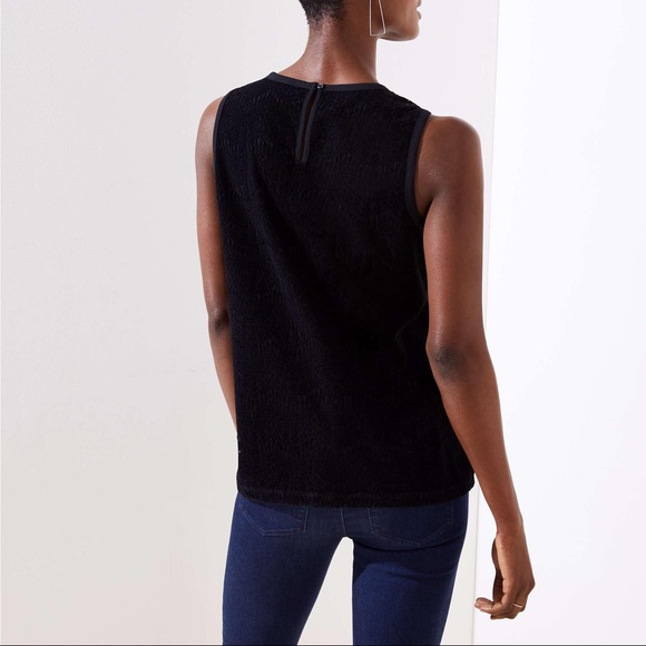 LOFT black velvet lace shell tank NEW - Picture 3 of 6